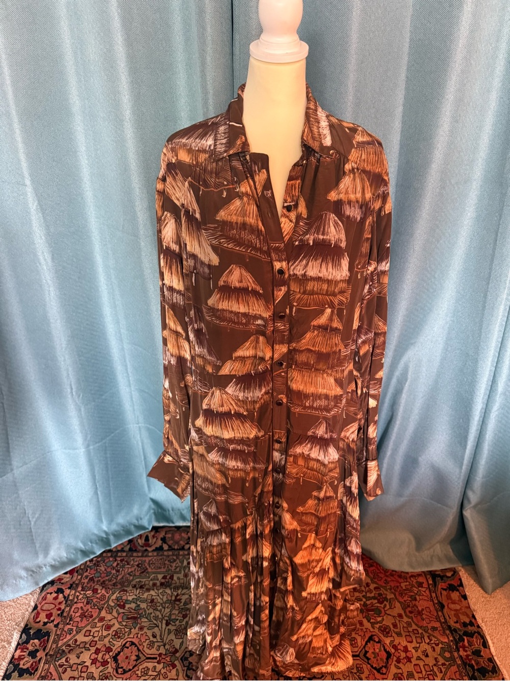 FARM Rio Stunning Limited Print Maxi High Low Shirt Dress with button detail